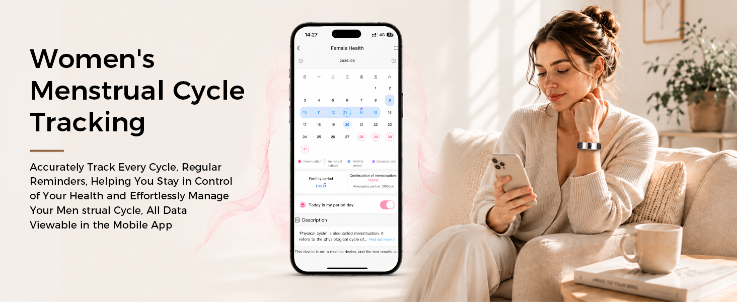 Women's health tracking with menstrual cycle monitoring