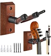 SNIGJAT Violin Wall Mount,2 Pack Hardwood Hanger Mount with Bow Holder, Hook Vertical Display, Wa...