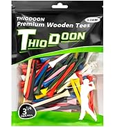 THIODOON Golf Tees Professional Natural Wood Golf Tees Pack of 100, Golfing Tees Multiple Colors ...