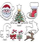 LILIAO Christmas Cookie Cutter Set - 6 Piece - Christmas Tree with Star, Santa Face, Gingerbread ...