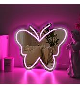 Butterfly Mirror Neon Sign Dimmable USB LED Neon Lights for Ideal Home Decor for Bedroom, Kidsroo...