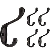 Franklin Brass B42302M-FB-C Heavy Duty Coat and Hat Hook, Flat Black, 5 Pack