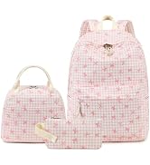 LEDAOU Kids Backpack for Girls Backpacks with Lunch Box, Lightweight Bookbag Set Elementary Middl...