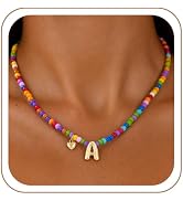 Colorful Initial Necklaces Fashion Stuff 18K Gold Plated Letter A-Z | Sweet Candy Pendant Jewelry...