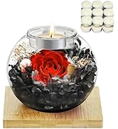 Birthday Gifts for Women Preserved Flowers in Glass Dome with Scented Candles Preserved Rose Gift...