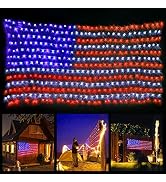 American Flag Lights 420 LED Flag Net Light 4th of July Decorations Flag String Lights of The Uni...