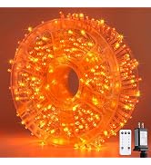 JMEXSUSS 400 LED Orange String Lights Indoor Outdoor Waterproof, 132 ft 8 Modes Halloween Lights ...