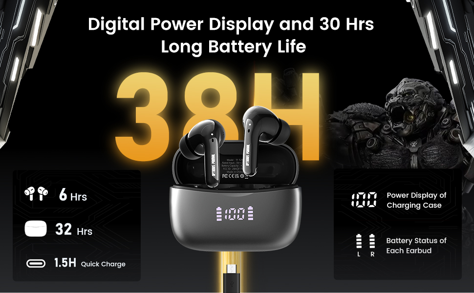 Transformers Wireless Earbuds Bluetooth 5.4 with Low Latency Gaming Mode