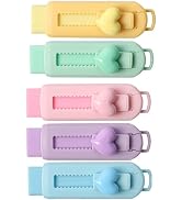 5 Pcs Multicolor Sliding Retractable Pencil Eraser with Plastic Sleeve,Large Erasers for School O...