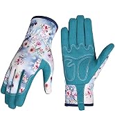 Bamllum Leather Gardening Gloves for Women - Working Gloves for Weeding, Digging, Planting, Rakin...
