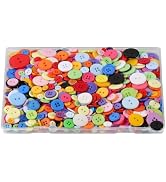 Xilitata 1000pcs Buttons for Crafts Colorful Buttons for Clothes, Assorted Sizes Resin Round Deco...