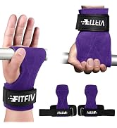 FITFIV Weight Lifting Wrist Strap, Double Leather Weightlifting Wrist Straps for Gym Strength Tra...