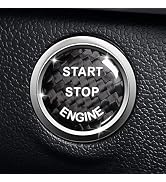 Carbon Fiber Push Start Button Cover, Scratch-Proof Engine Start Stop Ignition Switch Trim, 25-26...
