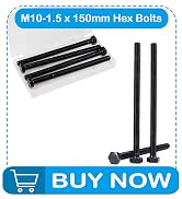 Yinpecly M10 Hex Bolts, M10-1.5 x 150mm Hex Head Bolts, Carbon Steel Grade 8.8, Black Oxide Finis...