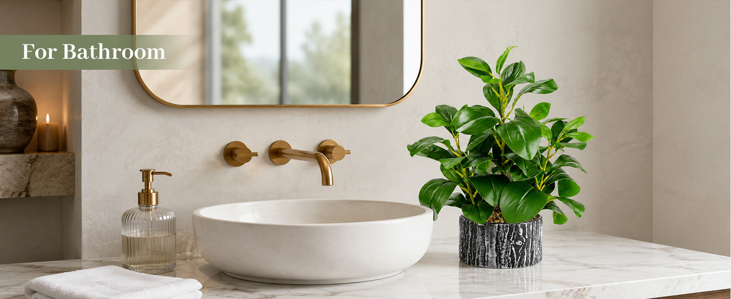 artificial green potted plant bathroom vanity decor