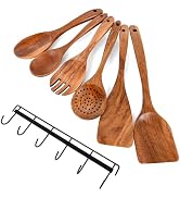 6x Wooden Spoons for Cooking Kitchen Utensil Set Smooth Finish Wooden Cooking Utensils Spoons Fil...