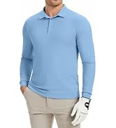 PEGENO Mens Polo Shirts Lightweight Long Sleeve UPF 50+ Collared Quick Dry Golf Shirts Suitable f...