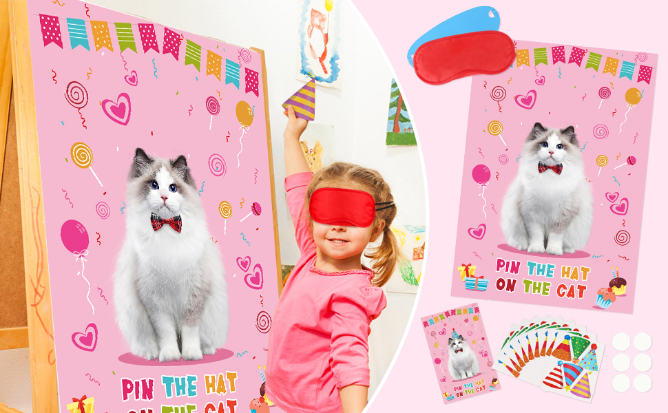 Pin The Hat On The Cat Party Game