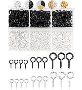 FIVEIZERO 450pcs Small Screw Eye Pins for Jewelry Making, 2 Color Mini Eye Hooks for Crafts & Bea...