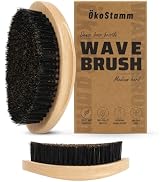 ÖkoStamm Wave Brush for Men - Curved Wooden 360 Wave Hair Brush with Natural Boar Bristle, Dense ...