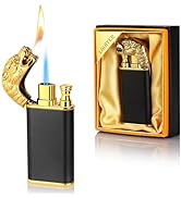 Magic Dual Flame Tiger Head Lighter, Butane Refillable Torch Lighter Double Flame Tiger Head Ligh...