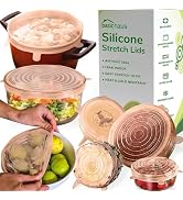 Reusable Silicone Stretch Lids for Food Storage in Fridge - Elastic Heat-Resistant Bowl Covers, C...