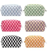 PAZIMIIK Checkered Makeup Bag for Purse Portable Zipper Make Up Pouch Small Cosmetic Case for Tra...