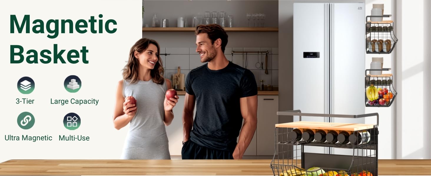 magnetic fruit holder for refrigerator, magnetic fruit basket, magnetic shelf for fridge