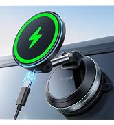 Lamicall 15W for MagSafe Car Mount Charger, 360° Wireless Car Phone Holder | Dual USB-C Ports Mag...