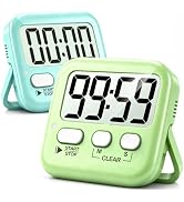 Antonki 2 Pack Digital Timer for Kids Classroom Kitchen Timers for Cooking | With 2*AAA Battery, ...