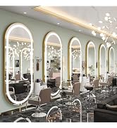 FENNIO Modern Oval Wall Mounted 80" x 36" LED Full Body Mirror with Lights, 3 Color Lighting, Tem...