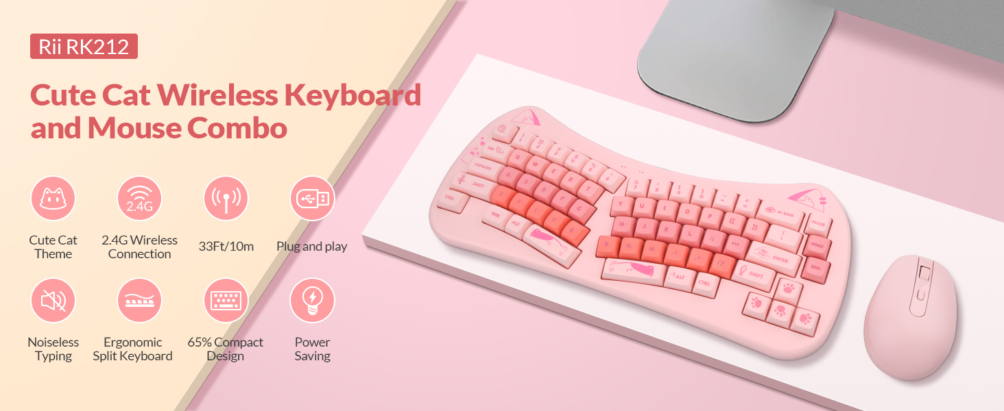 cute cat keyboard and mouse wireless, cat keyboard, cute keyboard