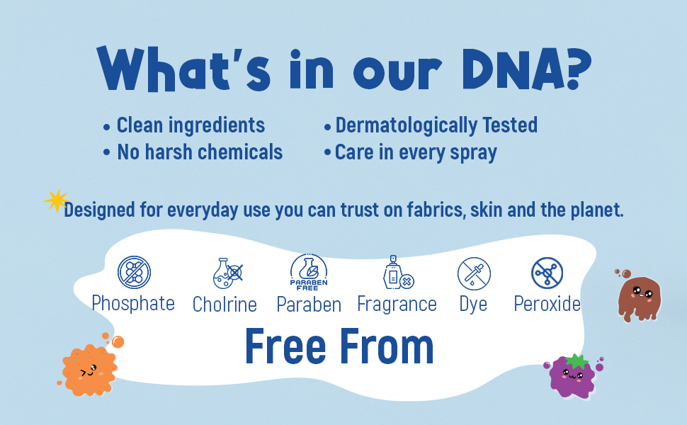 Gentle stain treater spray made with clean ingredients and no harsh chemicals