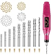 Uolor Electric Corded Hand Drill Kit, Electrical Pin Vise Set with 17Pcs Drill Bits 10Pcs Collet ...