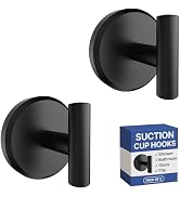 HOME SO Suction Cup Hooks T Shape (2 or 4 Pack) (Matte Black, 2, Count)