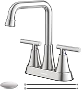 Bathroom Sink Faucet, Hurran 4 inch Brushed Nickel Bathroom Faucets for Sink 3 Hole with Pop-up D...