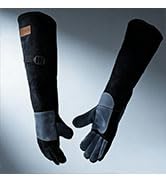 WZQH 23.6 In Leather Welding Gloves for Animal Handling,Grabbing Reptile, Grooming,Trips to Vet,B...