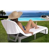 American Soft Linen Chaise Lounge Covers with Pocket, 100% Cotton Pool Chair Lounge Towel, 86