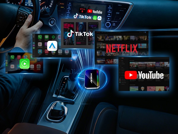 wireless carplay adapter apple iphone tiktok netflix youtube ai magic box
