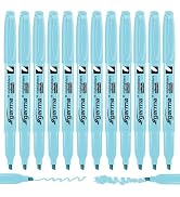 Cgerma Blue Highlighters 12 Pack, Mild Pastel Color, Chisel Tip Bible Highlighters No Bleed, Quic...