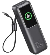 Laptop Power Bank, 27000mAh 165W Portable Charger with Built-in Cable, Battery Pack with Dual Por...