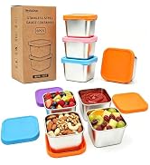 HestiaSnax 8-Pack 6oz Stainless Steel Snack Containers | Reusable, Leak-Proof Silicone Lid, Perfe...