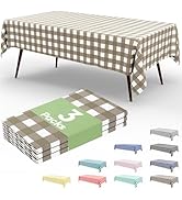 Smiry 3 Packs Gingham Disposable Table Cloth, 54 x 108 Inch Waterproof Plastic Tablecloth, Rectan...