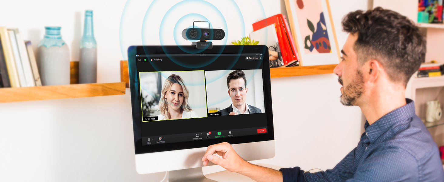 Webcam with speaker and microphone