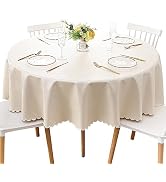 Jeloris Round Waterproof Vinyl Tablecloth, Stain Resistant Heavy Plastic Tablecloth, Wipeable Spi...