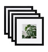 Egofine 10x10 Picture Frames Black,Made of Solid Wood with HD Plexiglass for Pictures 6x6 with Ma...