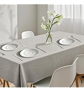 Poposa Rectangular Tablecloth Linen Texture Waterproof and Stain-Resistant Table Cloth, Kitchen D...