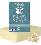 Beef Tallow Soap Bar – All Natural Grass Fed Tallow Soap Unscented – Moisturizing Face & Body Was...
