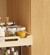 Golener Pull Out Cabinet Organizer - 2-Tier Slide Out Bamboo Drawers for Kitchen Cabinets, Bathro...