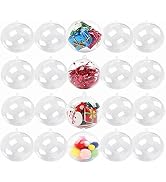 20 Pack Clear Ornaments Balls,Accfore DIY Plastic Fillable Christmas Decorations Tree Balls Baubl...